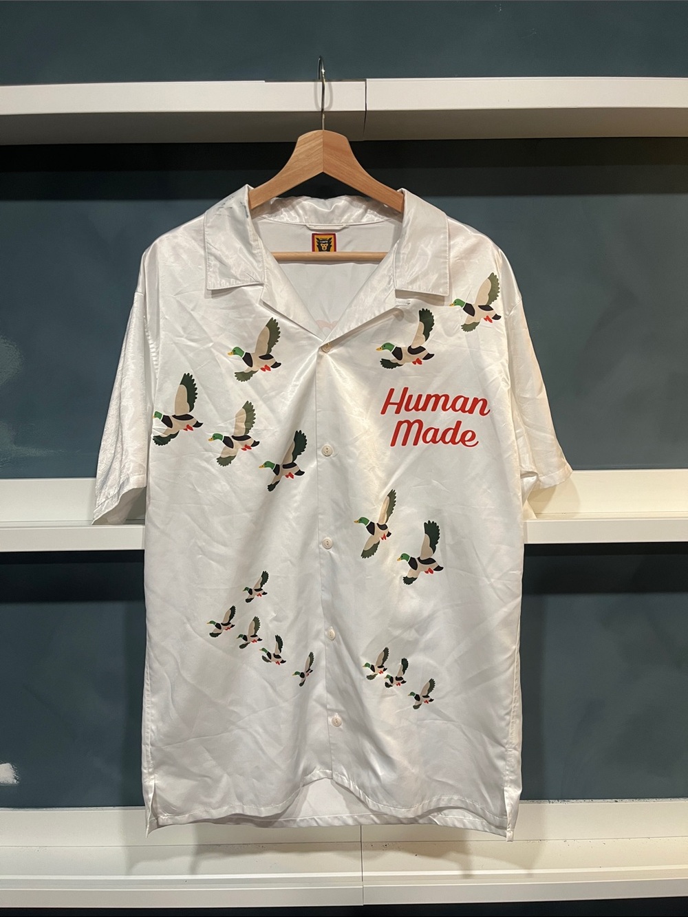 Human Made White Short-Sleeve Shirt with Multicolor Duck Motif